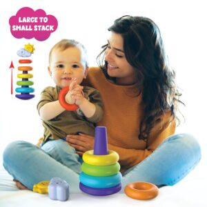 ToyMagic Rainbow Rocking Ring Stacker Game