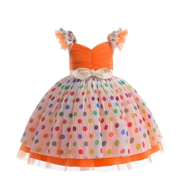 Niren Enterprise GODSPREY Polka dot Printed net and Georgette Sleeveless Baby Girl Frock