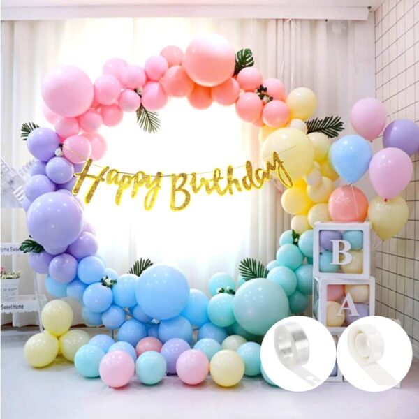 Flyloons 53 Pcs Pastel Happy Birthday Decoration