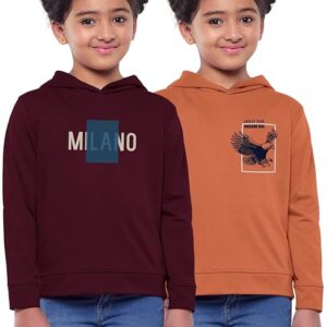 HELLCAT Girls Regular Fit Fulsleeve Hooded Sweatshirt with Rib - Combo Pack of 2