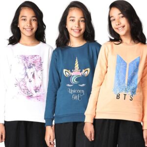 TotzTouch Girls Sweatshirts Cotton Graphic Printed Designs Unicorn