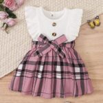 Niren Enterprise Pink Panther Checks Printed Kitkat and Feelgood Baby Frock