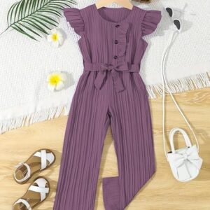 Stylish Girls' Pleated Jumpsuit
