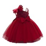 Niren Enterprise Barbet Sequence Embroidered Net Flaired Sleeve Less Baby Girl Frock