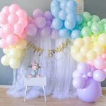 SpecialYou.in 59 Pcs Pastel Rainbow Net Fabric Backdrop Happy Birthday Decoration Kit