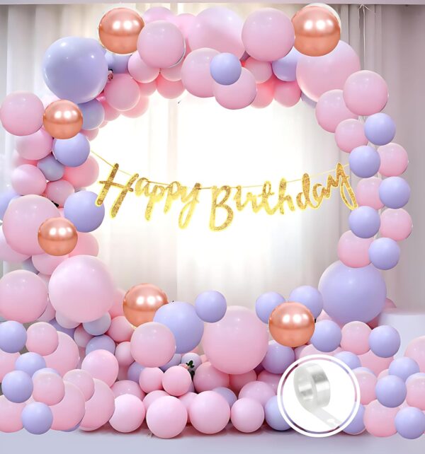Flyloons Purple Pink birthday decoration items for Girls