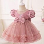 Rollar Frock net Embroidery Work Ruffle Patterned Flared Short Sleeve Baby Girl Frock