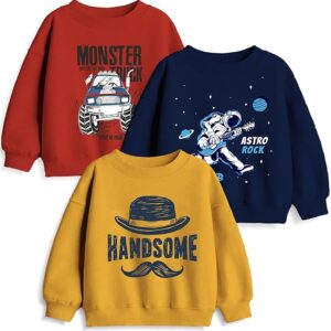 minicult Boy's Cotton Round Neck Sweatshirt for Light Winters
