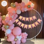 Flyloons Birthday Decoration Items Pink and White Theme Combination for Girl