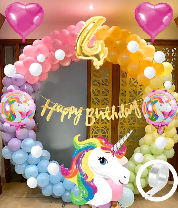 Mystic Toy Store Unicorn Theme 4Th Birthday Decoration Kit