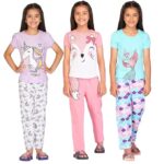 TotzTouch Kids Girls Night Wear Tee Top & Pajama Pant Set