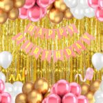 Flyloons Pink Happy Birthday decorations for girls