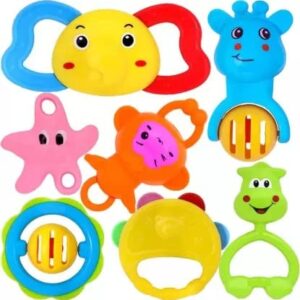 Cable World Infant Colourful Plastic Non Toxic Set Of 7 Attractive Rattles