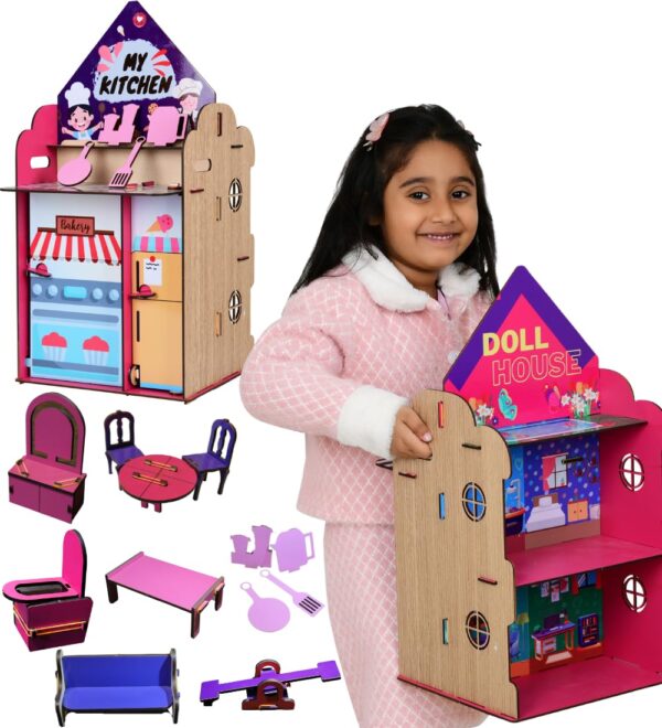FunBrigade 2-in-1 Big Wooden Doll House