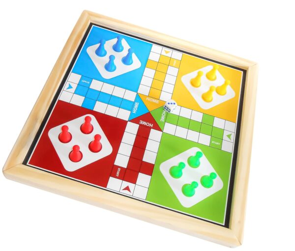 ZUDO TOYS Ludo + Snakes & Ladders Wooden Magnetic Board Game