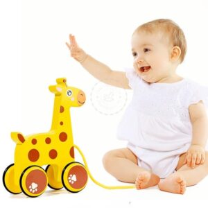 Wooden Cartoon Animal Baby Pull Rope Walking Toy