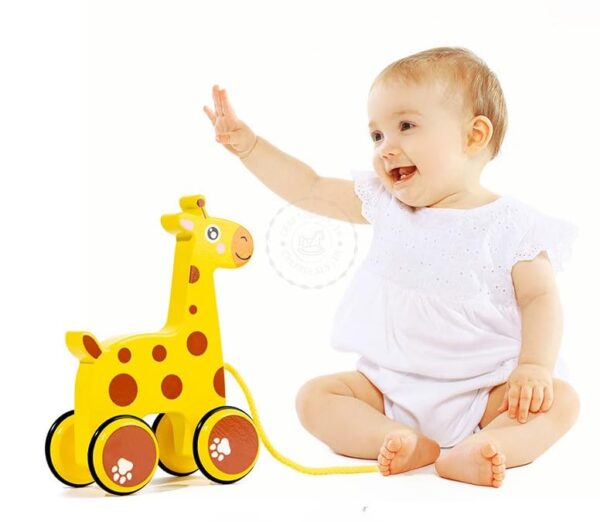 Wooden Cartoon Animal Baby Pull Rope Walking Toy