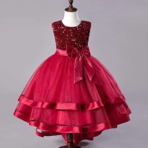 Niren Enterprise Embroidery Sequence Baby Frock for Kid Girls