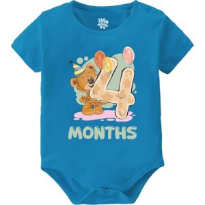 Baby Buzz 4 Months Birthday Teddy Theme Baby Romper Clothes Dress