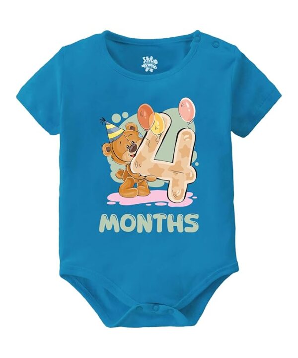 Baby Buzz 4 Months Birthday Teddy Theme Baby Romper Clothes Dress