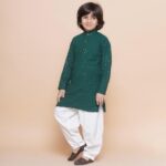AJ DEZINES Kids Ethnic Wear Cotton Sequined Chikankari Kurta Pyjama Set