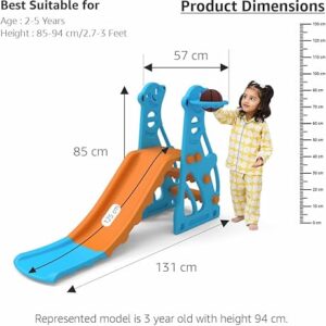 Amazon Brand - Solimo Penguin Slide with Basketball for Indoor & Outdoor