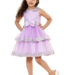 Girls Peter Pan Sequins Collar Birthday Party Princess Tiered Dress