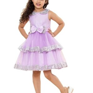 Girls Peter Pan Sequins Collar Birthday Party Princess Tiered Dress
