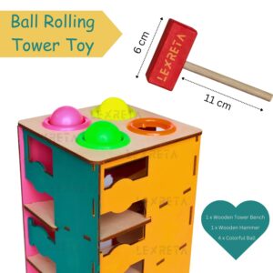 Lexreta® Wooden Hammer Ball Knok Pounding Rolling Tower Toy