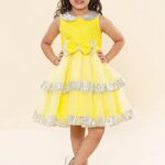 Girls Peter Pan Sequins Collar Birthday Party Princess Tiered Dress