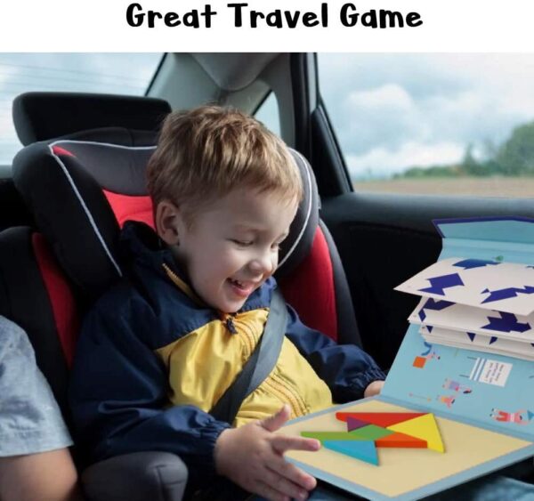 PLUSPOINT Wooden Tangram Travel Game Magnetic Puzzle Book