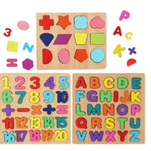 Chocozone Wooden Learning Boards for kids (Alphabets, Numbers & Shapes)
