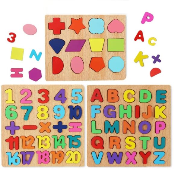 Chocozone Wooden Learning Boards for kids (Alphabets, Numbers & Shapes)
