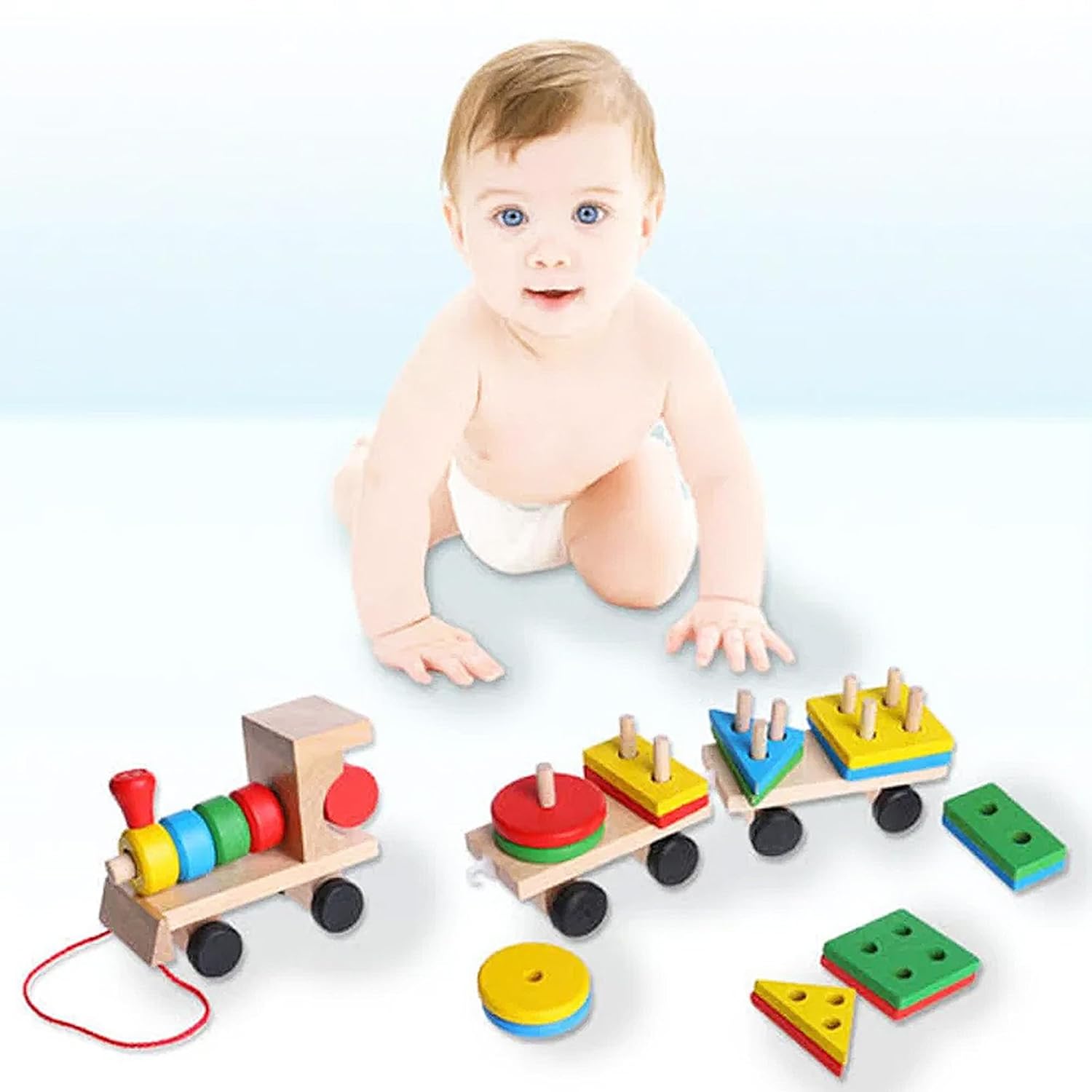 Shapes Pull Along Train - Wooden Toy Train
