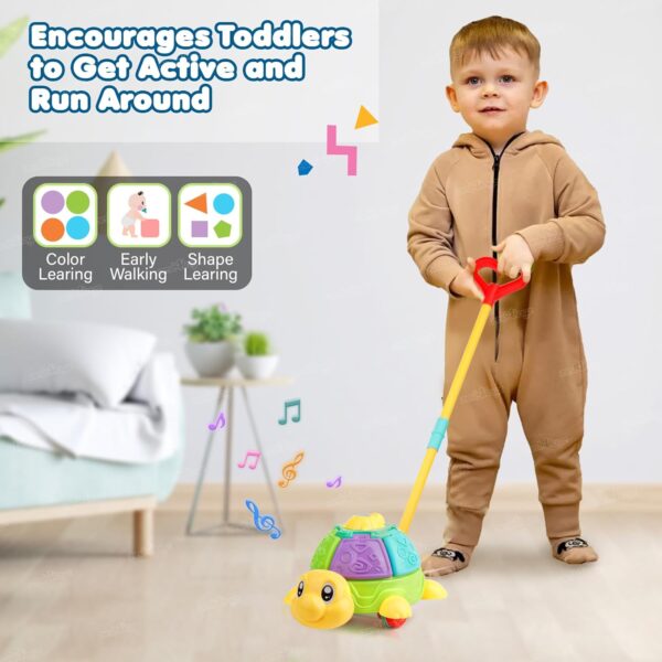 Zest 4 Toyz Pushing Toys for Kids Cord-Powered Push and Pull Along Turtle