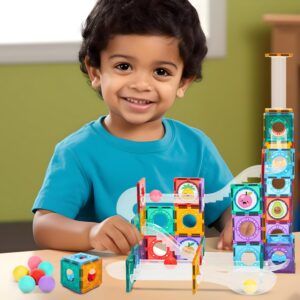 Amazon Brand - Jam & Honey 116 Pieces Magnetic Tiles for Kids