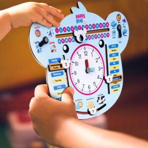 Happy Bear 7in1 Multifunctional Wooden Calendar clock