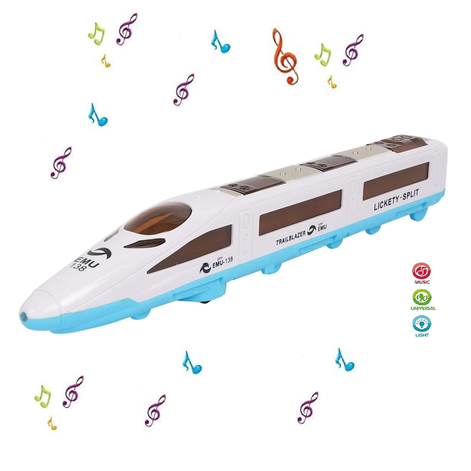 VGRASSP Bump and Go High Speed Bullet Train Toy - 3D Lighting and Musical Fun Sounds - 38 Cm,Multicolor