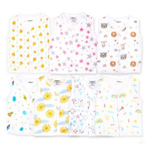 Kidbea Mulmul Cotton Muslin Jhabla Pack of 7 (New Born to 3 Months)