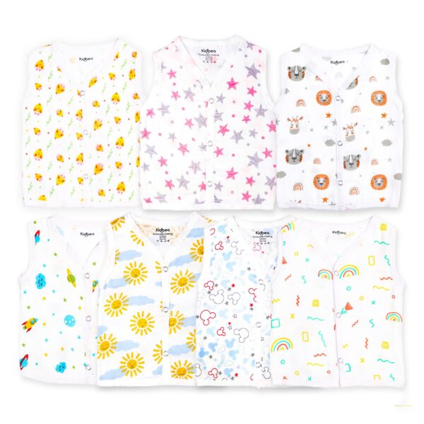 Kidbea Mulmul Cotton Muslin Jhabla Pack of 7 (New Born to 3 Months)