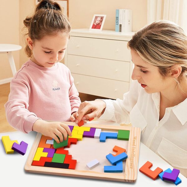 Lefan Wooden Puzzle Blocks for Kids 40 Piece Set