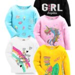 Kuchipoo Girls Regular Fit Full Sleeves Cotton T-Shirt