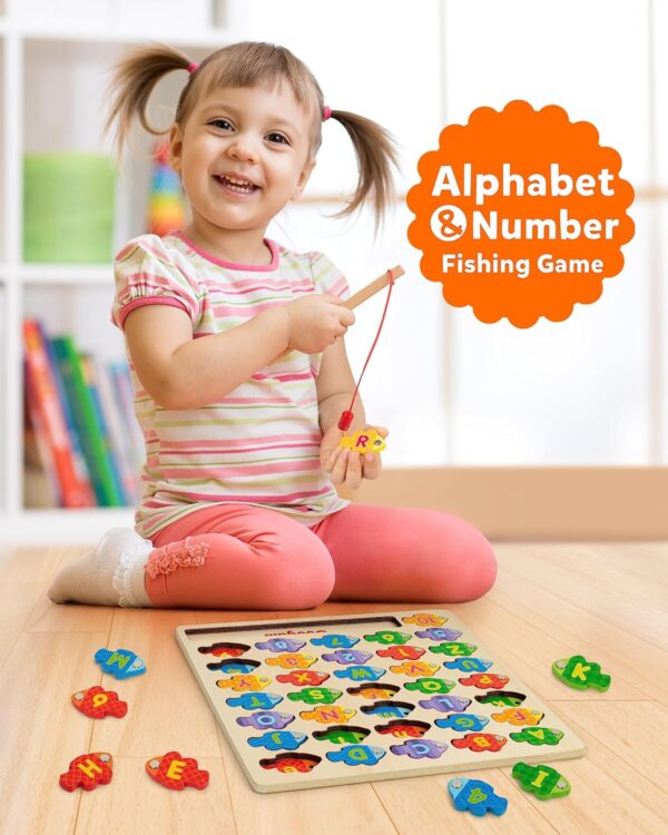 Coogam Magnetic Alphabet Numbers Fishing Game