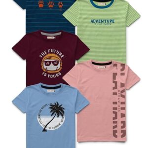 Boys Round Neck Printed Blended Cotton Tshirt