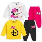 Disney Baby Girl Regular Fit Cotton T-Shirts and Pyjamas Set