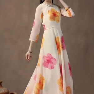 Fashion Dream Girl's Printed Maxi Length Dress