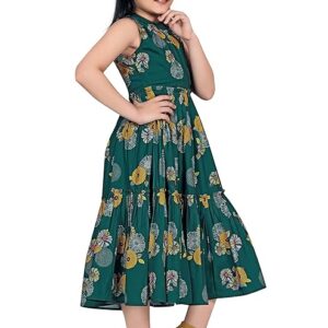 Fashion Dream Girl’s Crepe Calf Length Readymade Ruffle Dresses
