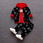 Full Sleeve Alphabet Text Print Hoodie T-shirt with Jacket