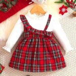 Girl's Christmas Lycra Floral Printed Frock