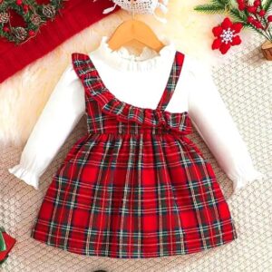 Girl's Christmas Lycra Floral Printed Frock